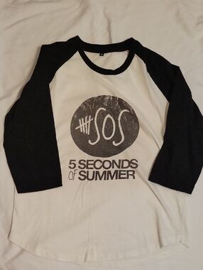 5 Seconds of Summer Baseball 3/4 Sleeve Tee - Black & White